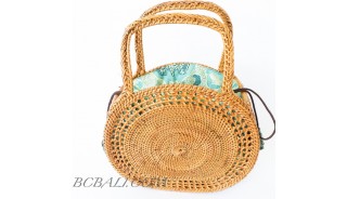 Rattan Handbag Moon Shape Filigree desaign handwoven